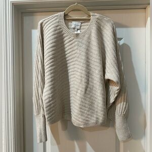 PINK ROSE Portia Ribbed Dolman Sweater - Off-White - M